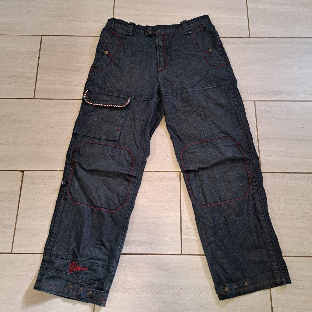 %Marithe Girbaud Size 36x33 Men Blue Jeans Flap Pockets Red Trim / J2